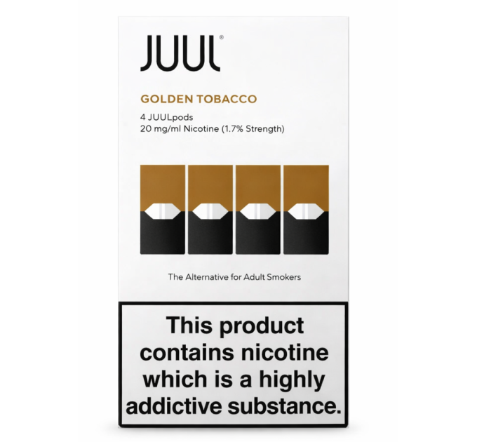 Картриджі JUUL 1 Golden Tobacco (Золотий тютюн) 20 мг (2%) 4 шт