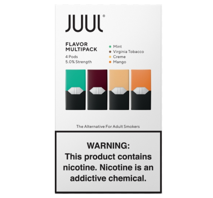 Картриджі JUUL 1 Starter Pack 18 мг (Mint, Tobacco, Creme, Mango) (1,8%) 4 шт