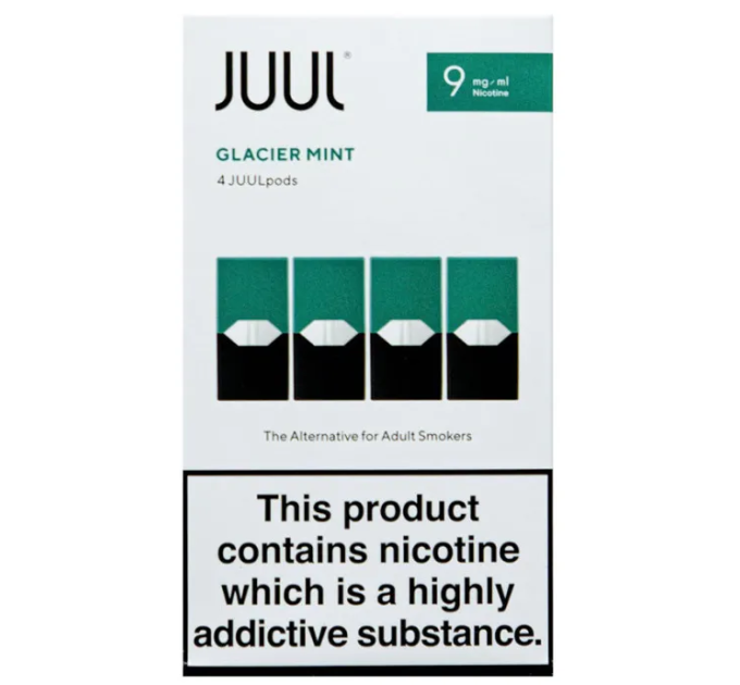 Картриджі JUUL 1 Glacier Mint (М'ята) 9 мг (0.9%) 4 шт