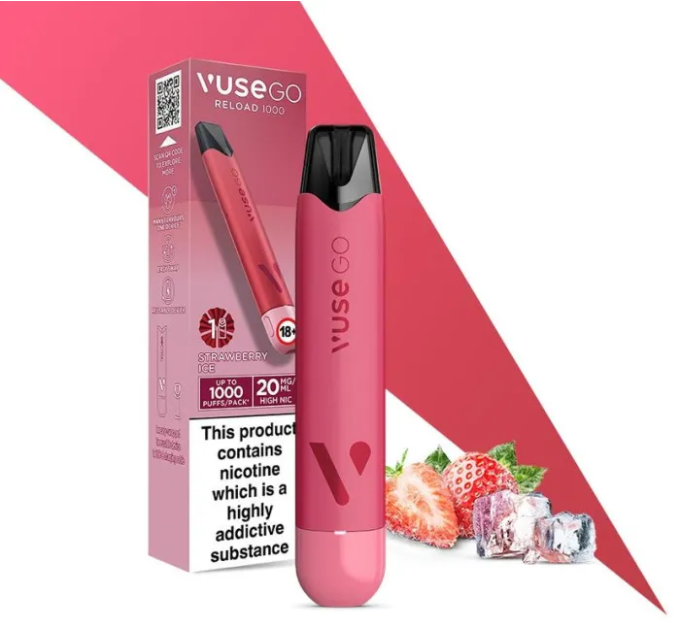 Pod система VUSE GO Reload 1000 Starter Kit Pen Strawberry Ice (рожевий колір)