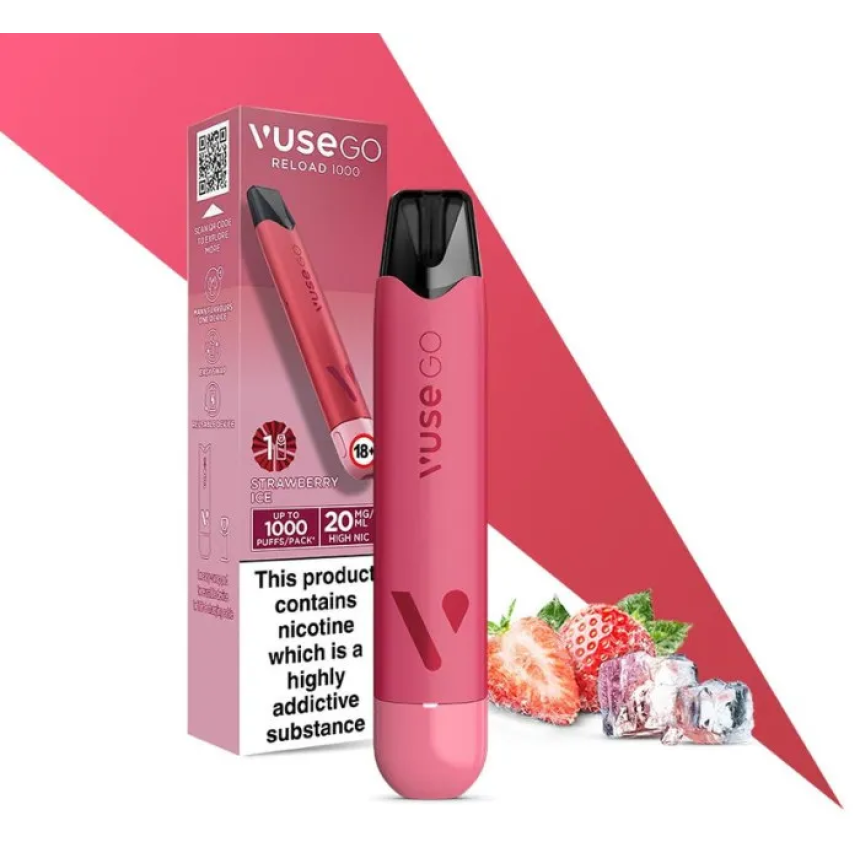vuse go отзывы Pod система Reload 1000 Starter Kit Pen Strawberry Ice (розовый цвет) Nicotine Level:6mg group strength-10mg/ML Pod Juice x RAZ