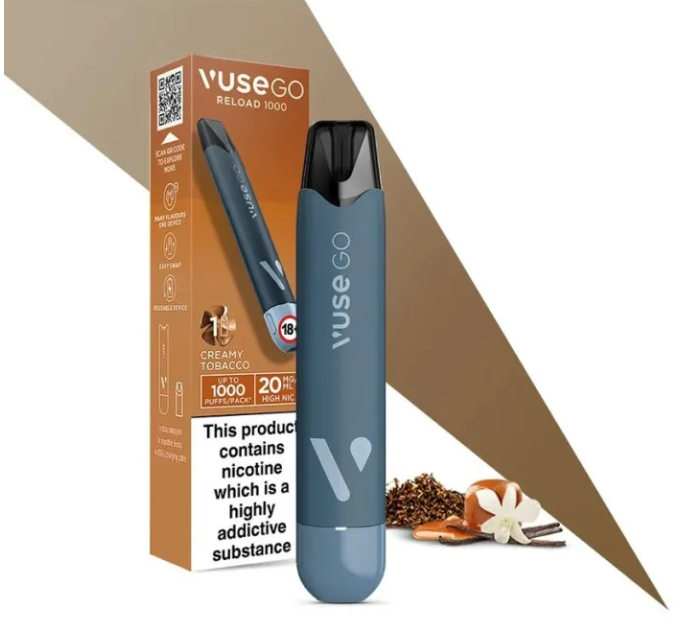 Pod система VUSE GO Reload 1000 Starter Kit Pen Creamy Tobacco (сірий колір)